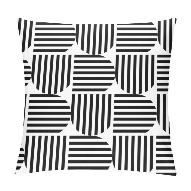 Personality  Black And White Geometric Stripe Seamless Pattern Abstract Backg Pillow Covers