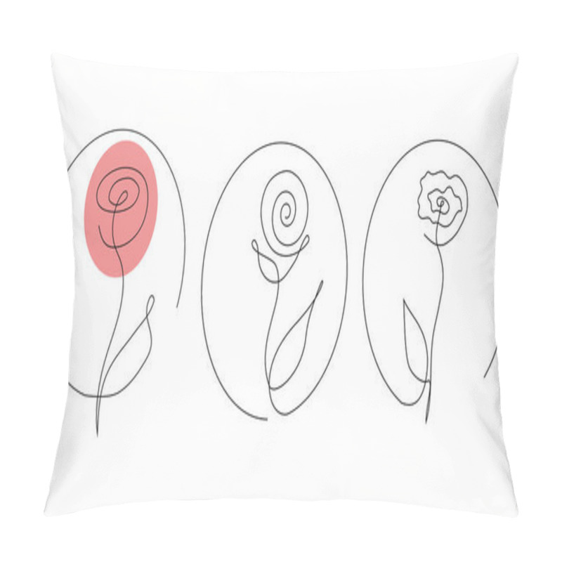 Personality  Single Continuous Line Rose Element Illustrations Set. Vector Design Logo, Icon, Symbol, Element In Simple Minimalist Style. Pillow Covers