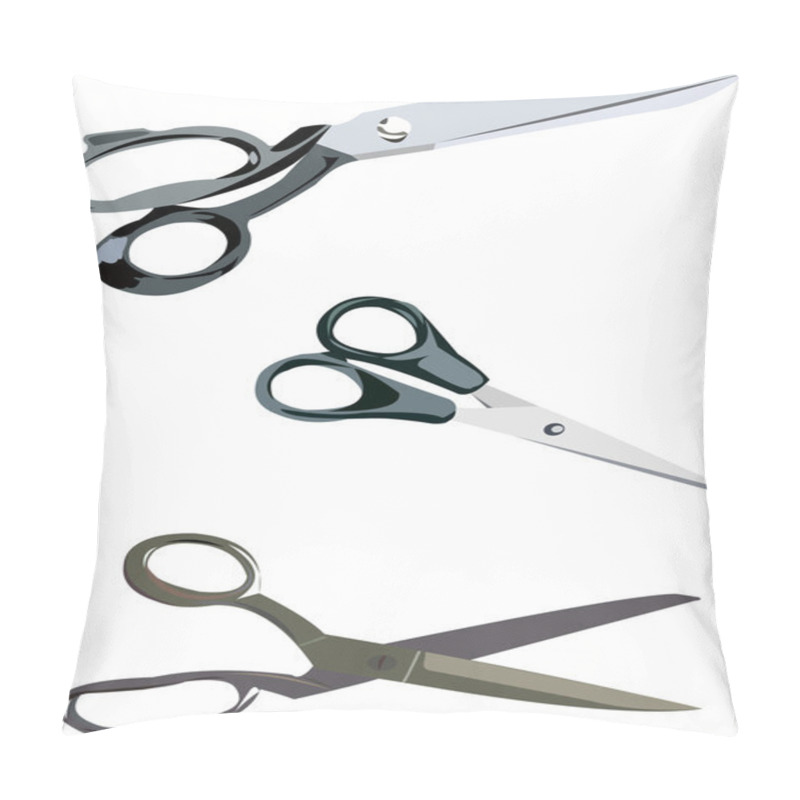 Personality  Set Of Realistic Scissors Isolated On White Background Pillow Covers