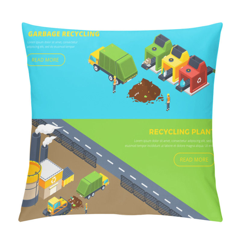 Personality  Garbage Recycling Isometric Banners Pillow Covers