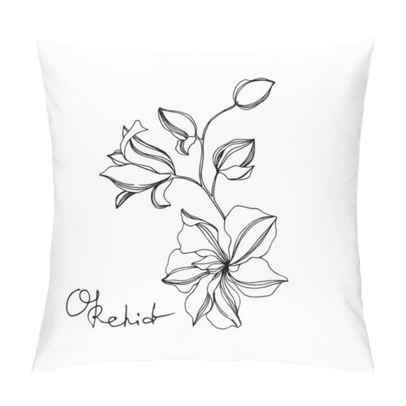 Personality  Vector Orchid Floral Botanical Flowers. Black And White Engraved Ink Art. Isolated Orchids Illustration Element. Pillow Covers