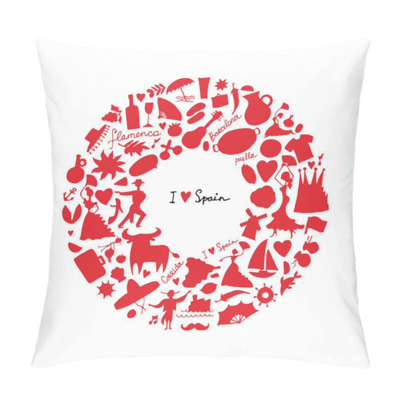 Personality  Spain, Icons Collection. Sketch For Your Design Pillow Covers