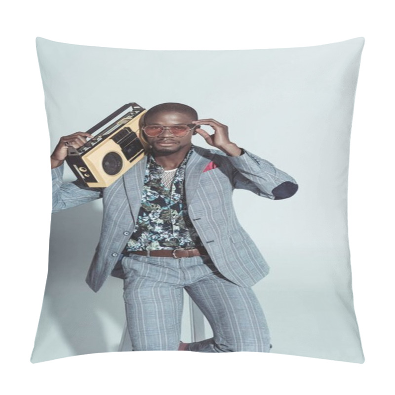 Personality  Fashionable Man Holding Boombox Pillow Covers