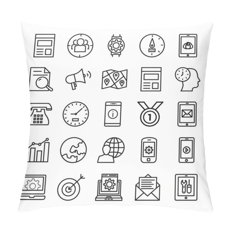 Personality  SEO And Marketing Vector Line Icons 2 Pillow Covers