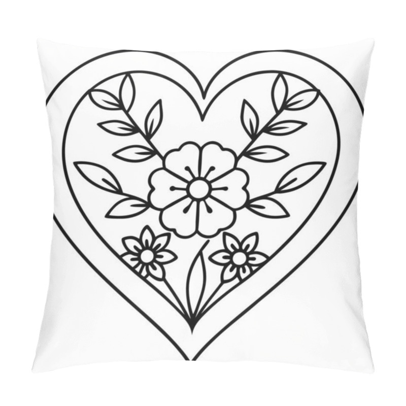 Personality  Vibrant Heart Illustration Made Of Flowers And Leaves Pillow Covers