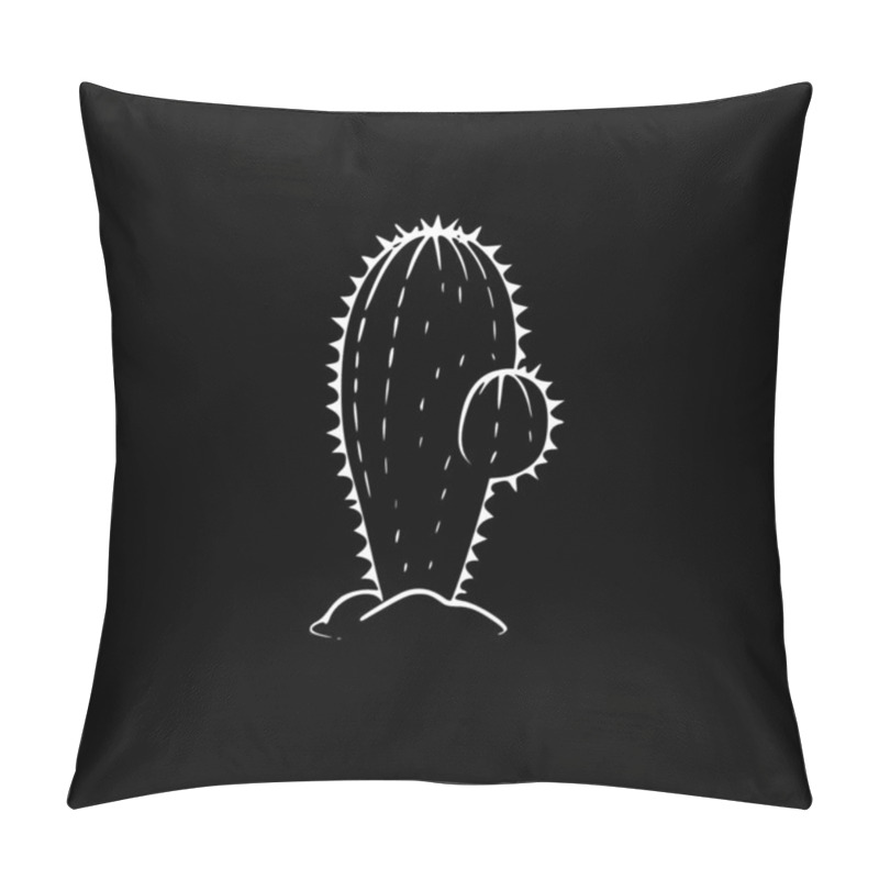 Personality  Cactus - Black And White Isolated Icon - Vector Illustration Pillow Covers