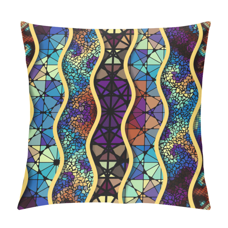 Personality  Relief Waves Of Ornamental Mosaic Tile Patterns Pillow Covers