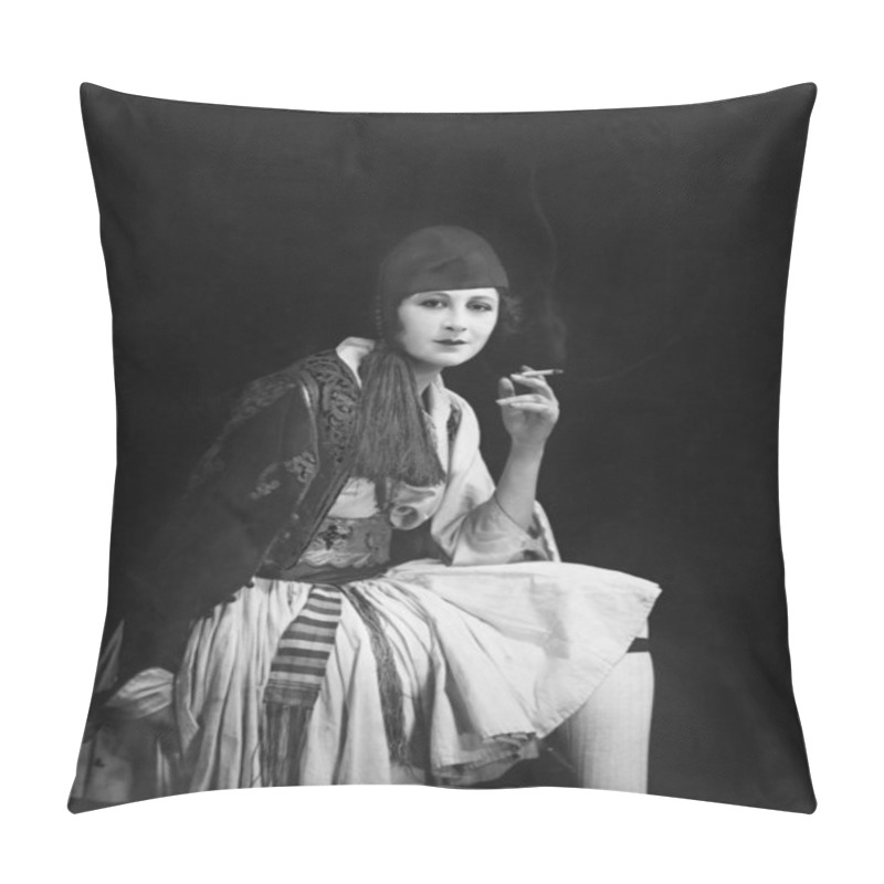 Personality  Portrait Of Woman Smoking Pillow Covers