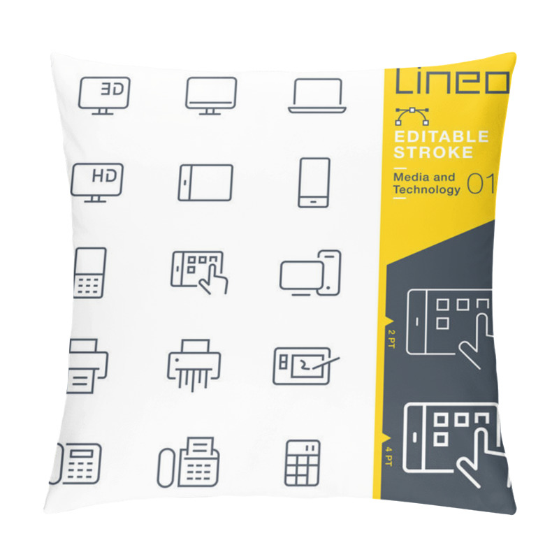 Personality  Lineo Editable Stroke - Media And Technology Line Icons Pillow Covers