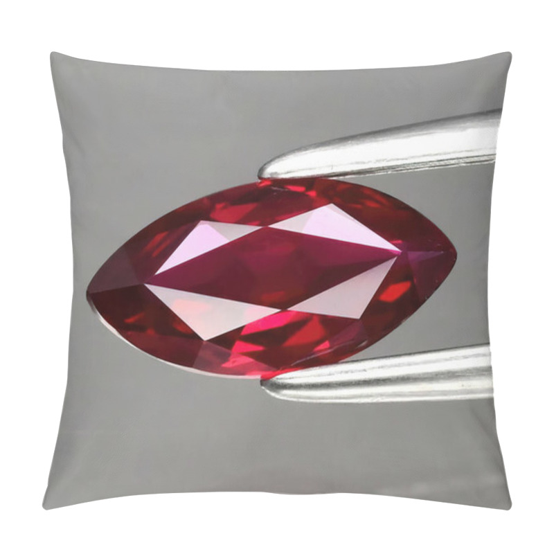 Personality  Natural Gemstone Red Ruby In Tongs On A Background Pillow Covers