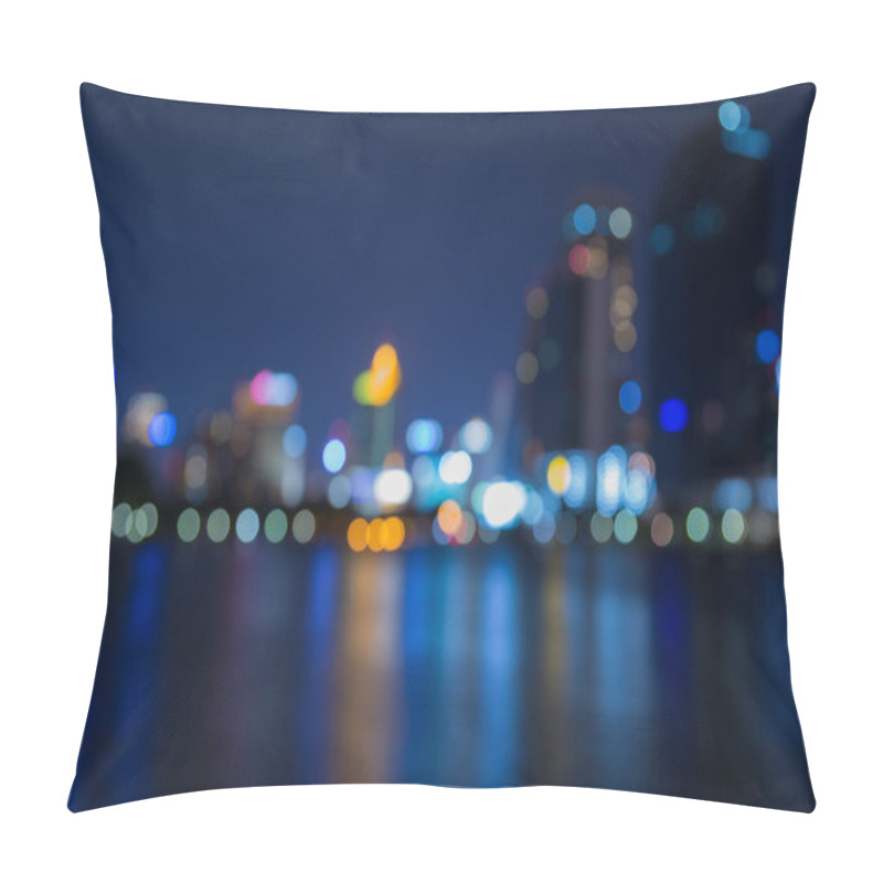 Personality  City Night Lights Out Of Focus With Water Reflection, Twilight Pillow Covers