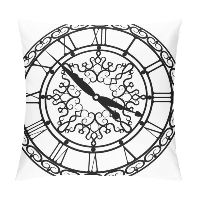 Personality  Retro Clock With Roman Dial Pillow Covers