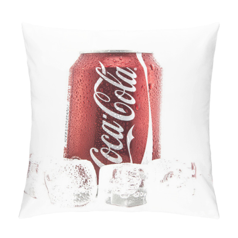 Personality  Can Of Coca-Cola On Ice Over A White Background Pillow Covers