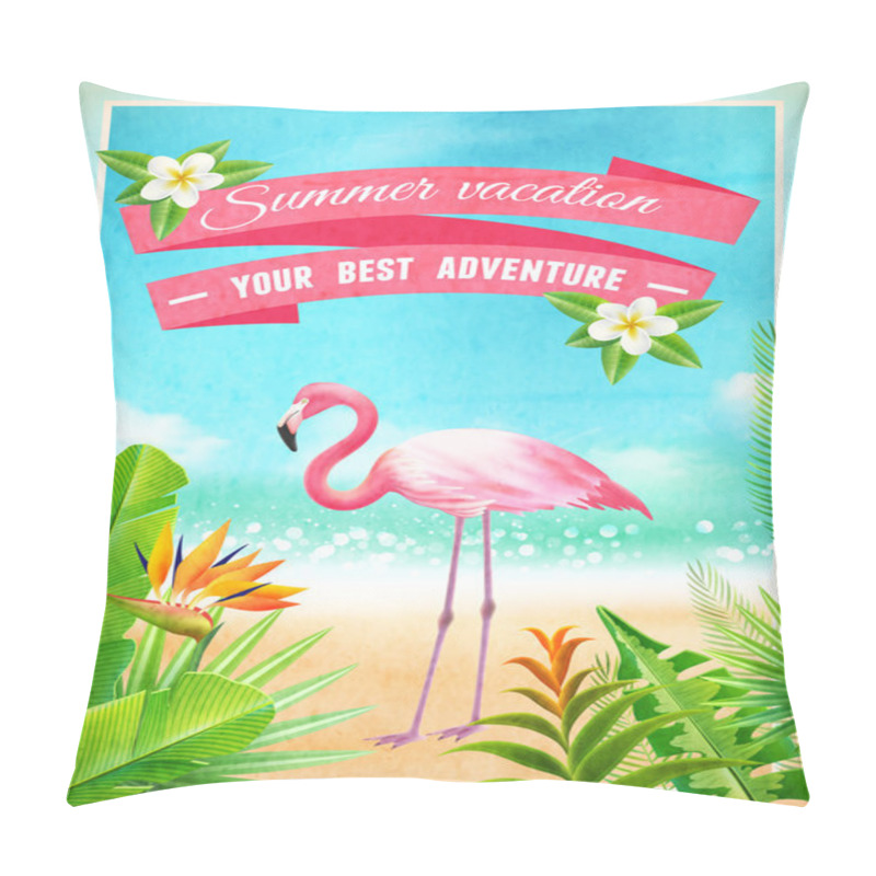 Personality  Flamingo Bird Exotic Summer Vacation Poster Pillow Covers