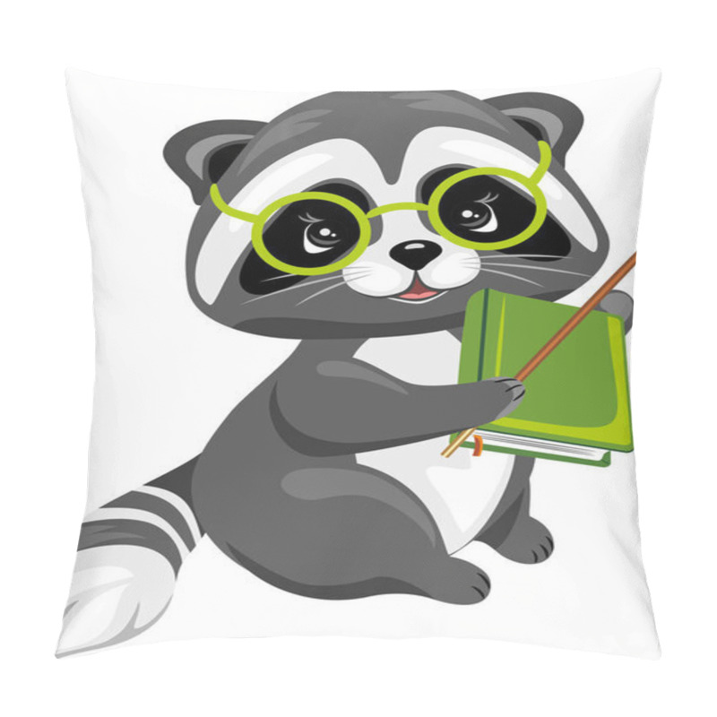 Personality  Cute Smart Raccoon With A Book Pillow Covers