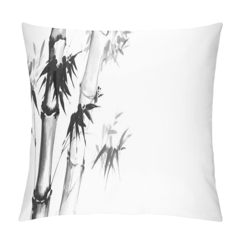 Personality  Background With Bamboo. Vector Illustration. Traditional Japanese Painting. Hand-drawn With Ink. Pillow Covers