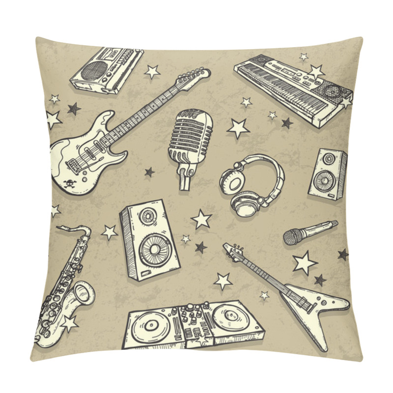 Personality  The Collection Of Musical Instruments Pillow Covers