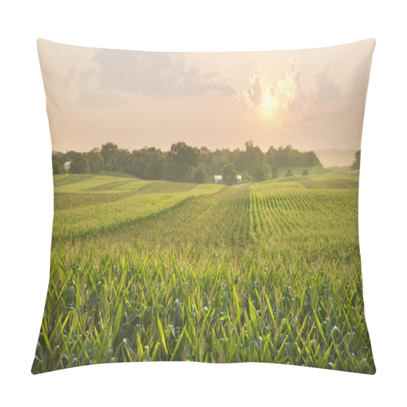 Personality  Midwestern Cornfield Below Setting Sun Pillow Covers