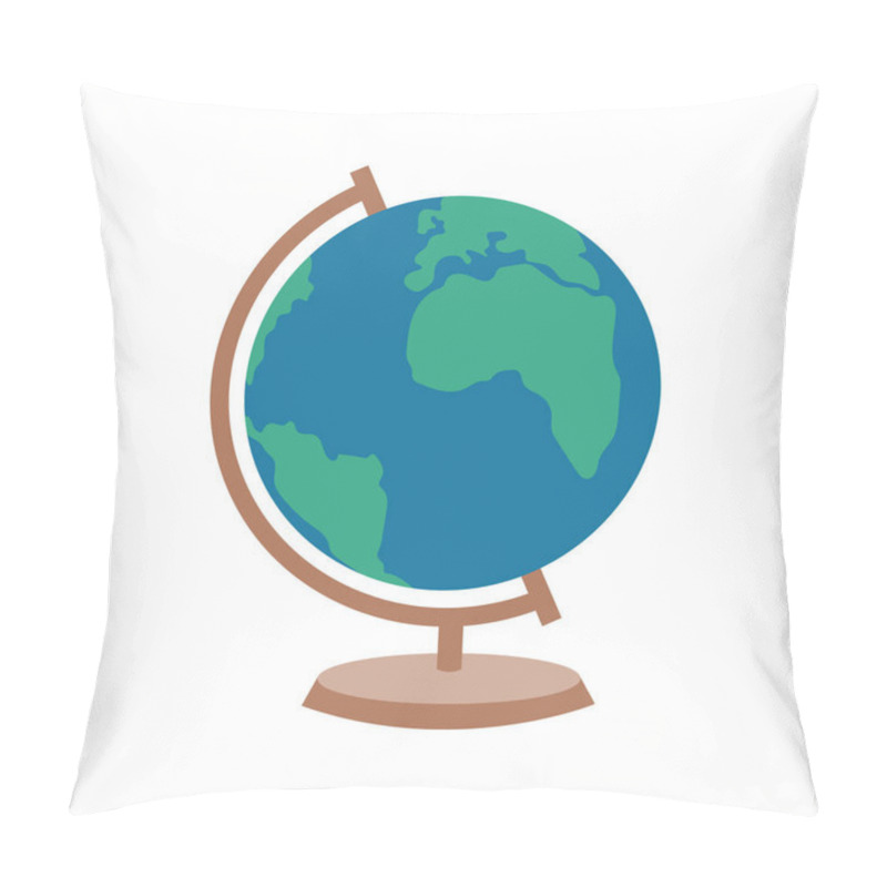 Personality  Desktop Globe Illustration. School Supply Flat Design. Office Element - Stationery And School Supply. Back To School. Globe Icon For Geography Lesson, World Map. Planet Earth And The Environment. Pillow Covers