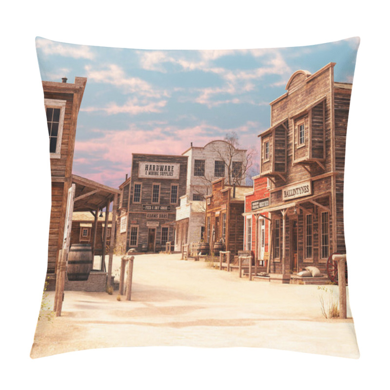 Personality  Illustration Of Downtown Western Settlement Render Pillow Covers