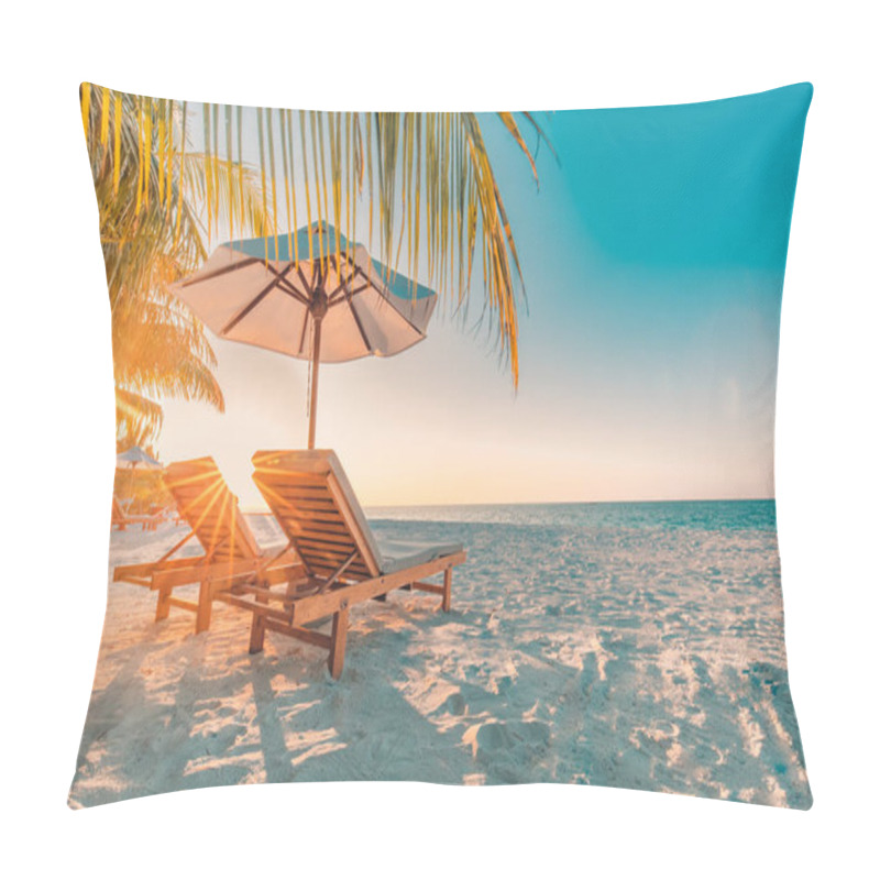 Personality  Perfect Beach View. Summer Holiday And Vacation Design. Inspirational Tropical Beach, Palm Trees And White Sand. Tranquil Scenery, Relaxing Beach, Tropical Landscape Design. Moody Landscape Pillow Covers