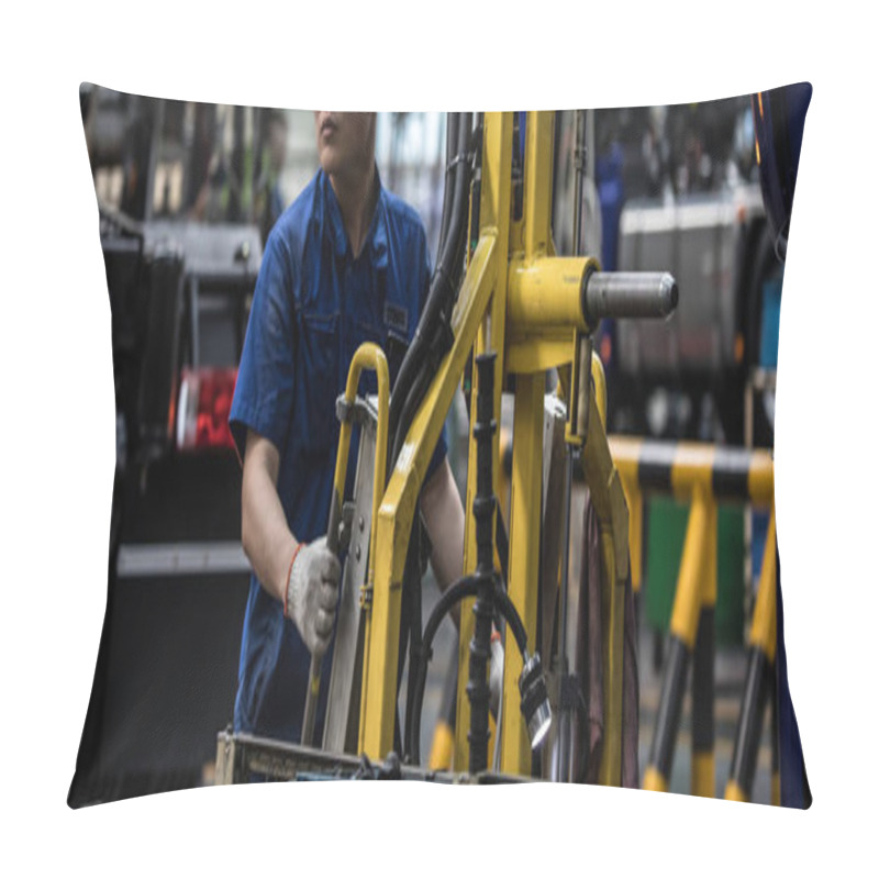 Personality  Workers In Machinery Factory In China. Pillow Covers