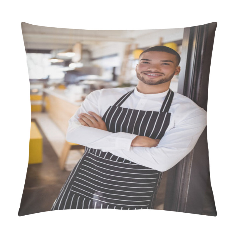 Personality  Waiter Standing With Arms Crossed Pillow Covers