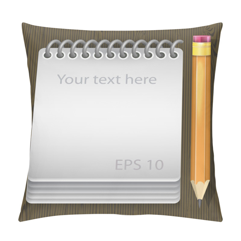 Personality  Vector Illustration Of Notepad With Pencil Pillow Covers