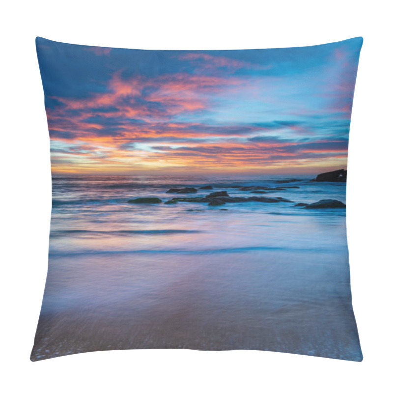 Personality  High Clouds Over The Sea, Blue, Pink And Orange Sunrise From Killcare Beach On The Central Coast, NSW, Australia. Pillow Covers