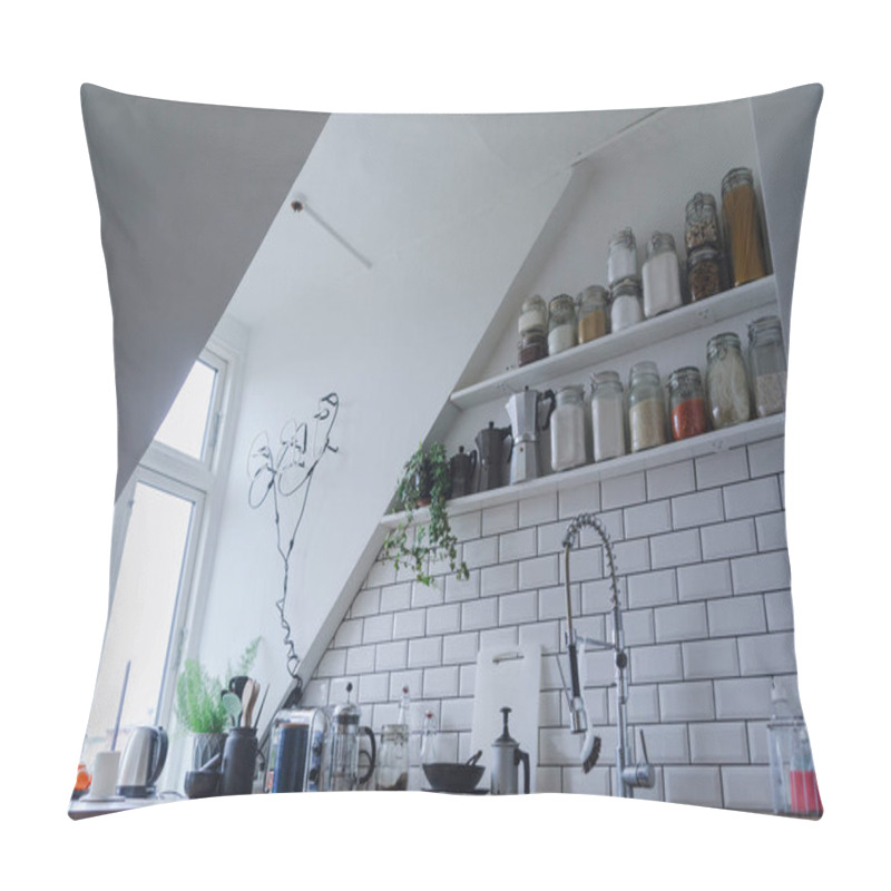 Personality  Traditional Scandinavian Kitchen. Natural Light Pillow Covers