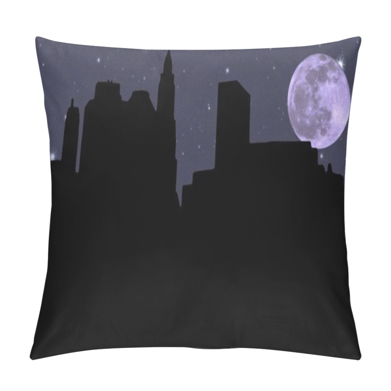 Personality  Lower Manhattan Silhouette On The Night Starry Sky Background Pillow Covers