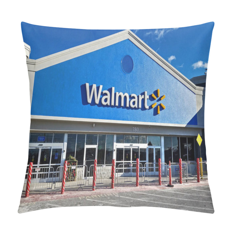 Personality  Walmart Retailer Front Door Entrance, Bright Sunshine Blue Sky Pillow Covers