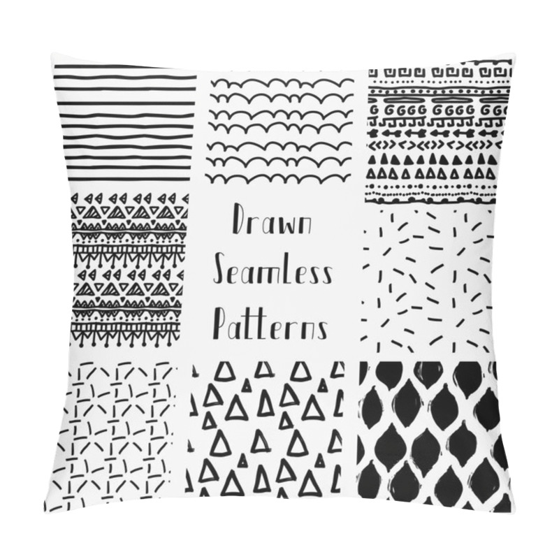 Personality  Vector Abstract Hand Drawn Black Seamless Patterns Pillow Covers