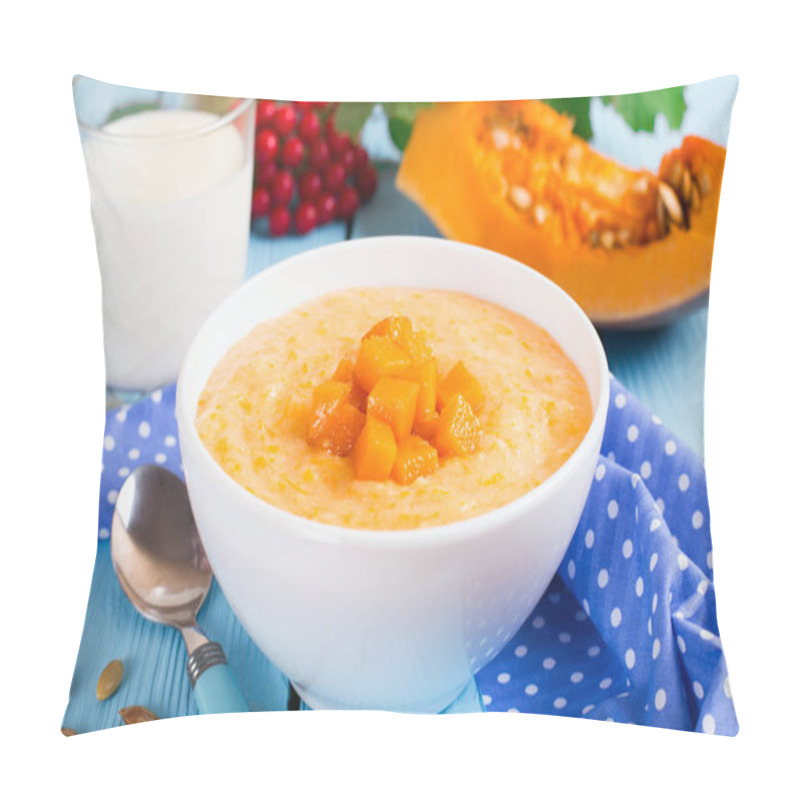 Personality  Traditional Russian Cuisine Dish - Porridge With Pumpkin, Nutritional, Health-giving And Very Tasty, Very Good For Family Breakfast Pillow Covers