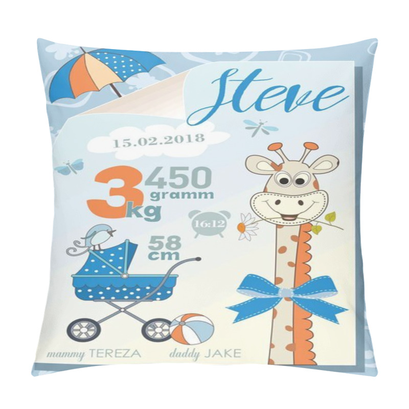 Personality  Cartoon Template Of Baby Birth Certificate For Boys. Named Steve Pillow Covers