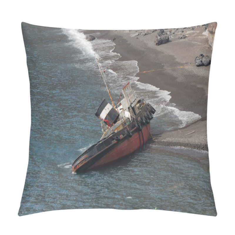 Personality  Ship Wreck On The Coast Of Santorini, Greece Pillow Covers