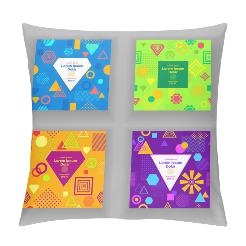 Personality  Set Template Flyers Or Frames With Abstract  Pattern In Postmodern Memphis Style Pillow Covers