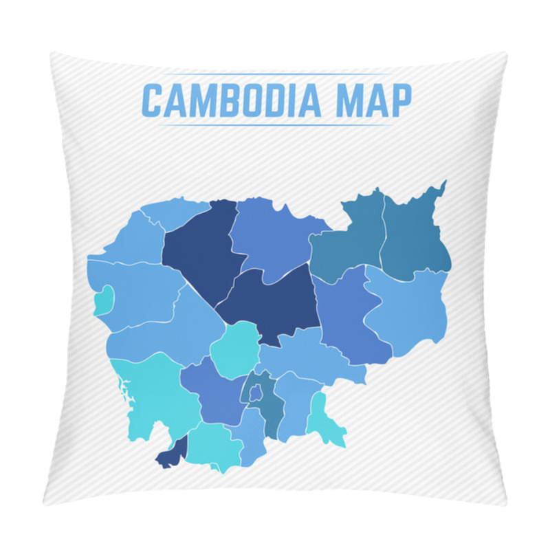 Personality  Cambodia Detailed Map With Regions Pillow Covers