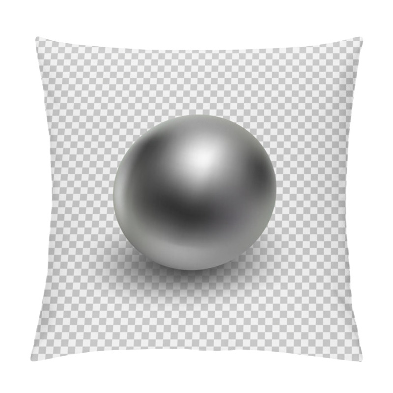 Personality  Chrome Metal Ball Realistic Isolated On Transparent Background. Pillow Covers