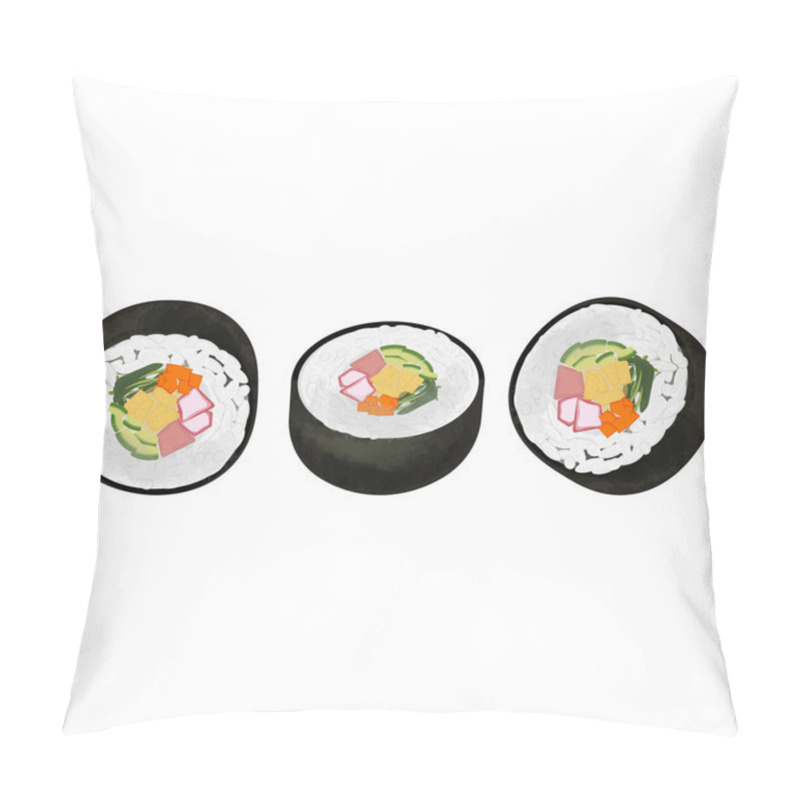 Personality  Logo Illustration Of Traditional Korean Food Gimbap Or Kimbap Pillow Covers