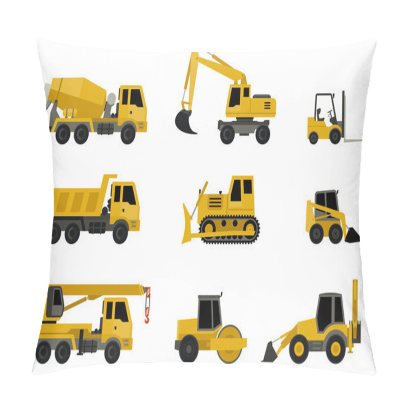 Personality  Construction Machines Icons. Pillow Covers