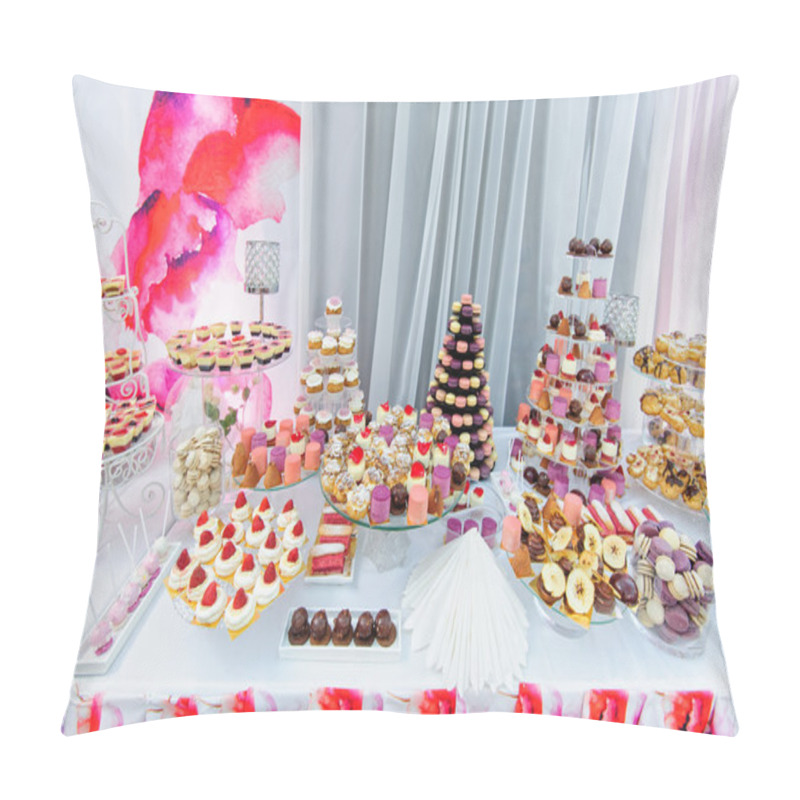 Personality  Amezing Dessert Stand With A Lot Of Delicious Sweets Pillow Covers