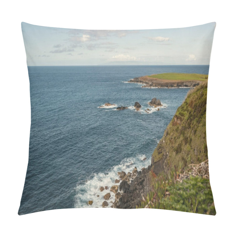 Personality  Ocean View And A Small Island At Sao Jorge Island Azores Portugal Pillow Covers