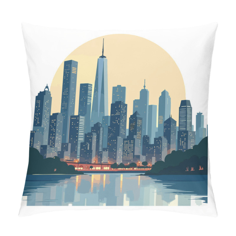 Personality  Urban City Skyline Modern Cityscape Vector Illustration Pillow Covers