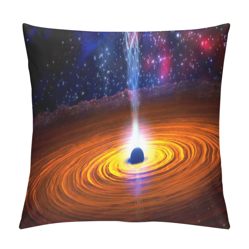 Personality  Black Hole Created After An Supernova And Astrophysical Jet - 3d Illustration Pillow Covers