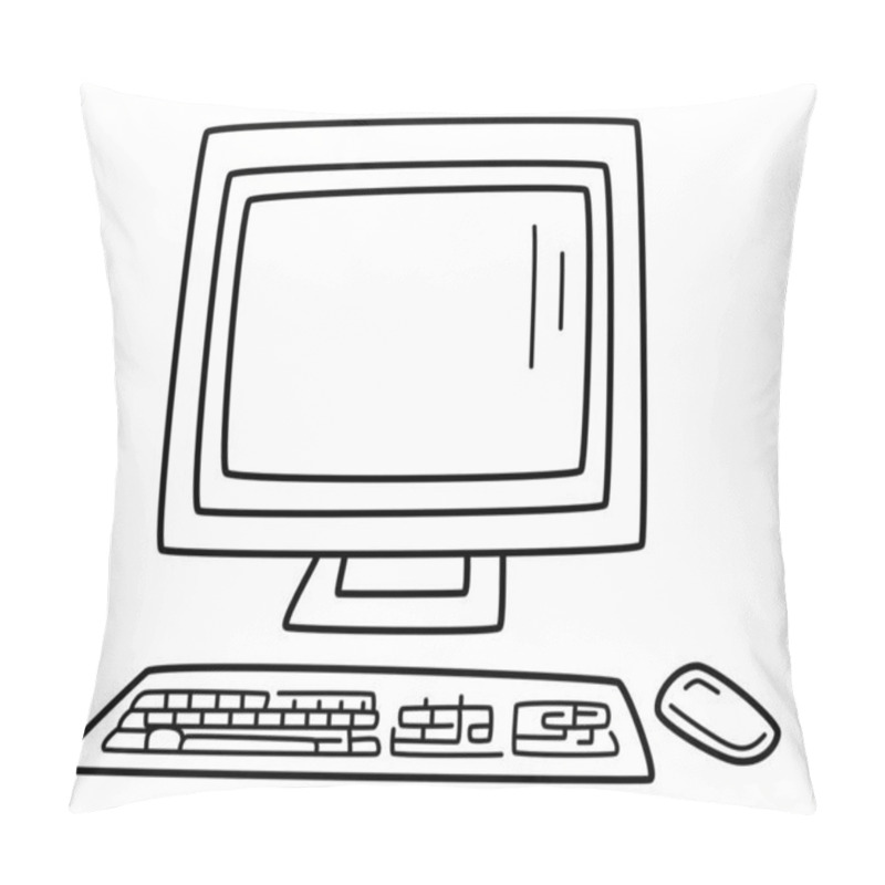 Personality  Computer - A Simple Personal Device Desktop Laptop Including A Screen, Keyboard, And Mouse For IT Gadget Design And Network Diagram Element Pillow Covers