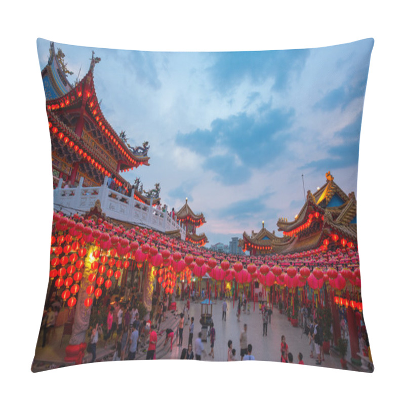 Personality  Thean Hou Temple In Kuala Lumpur At Night During Chinese New Year Pillow Covers