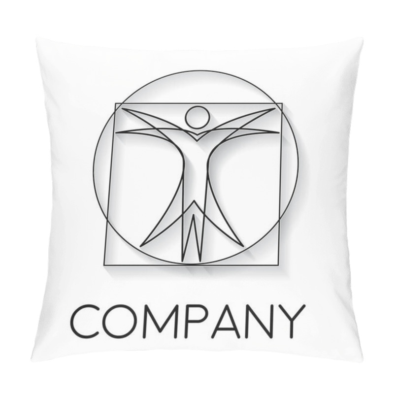 Personality  Vector Sign Abstract Vitruvian Man, In Linear Style Pillow Covers