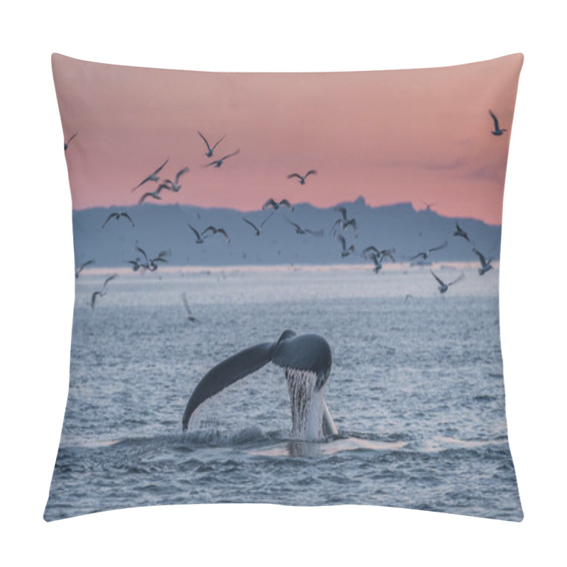 Personality  Humpback Whales In The Beautiful Sunset Landscape Pillow Covers