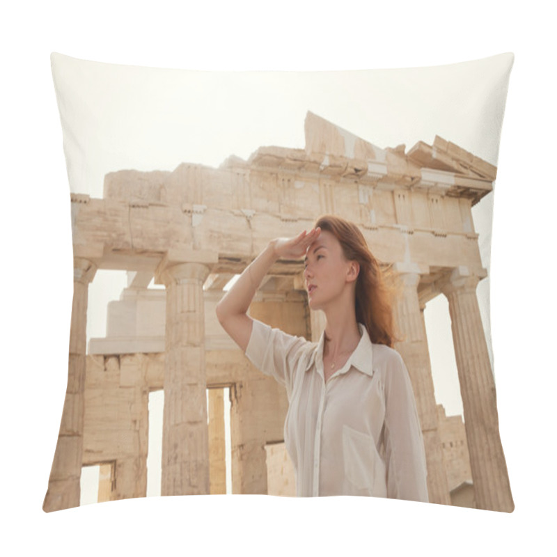 Personality  The Tourist Near The Acropolis Of Athens, Greece Pillow Covers